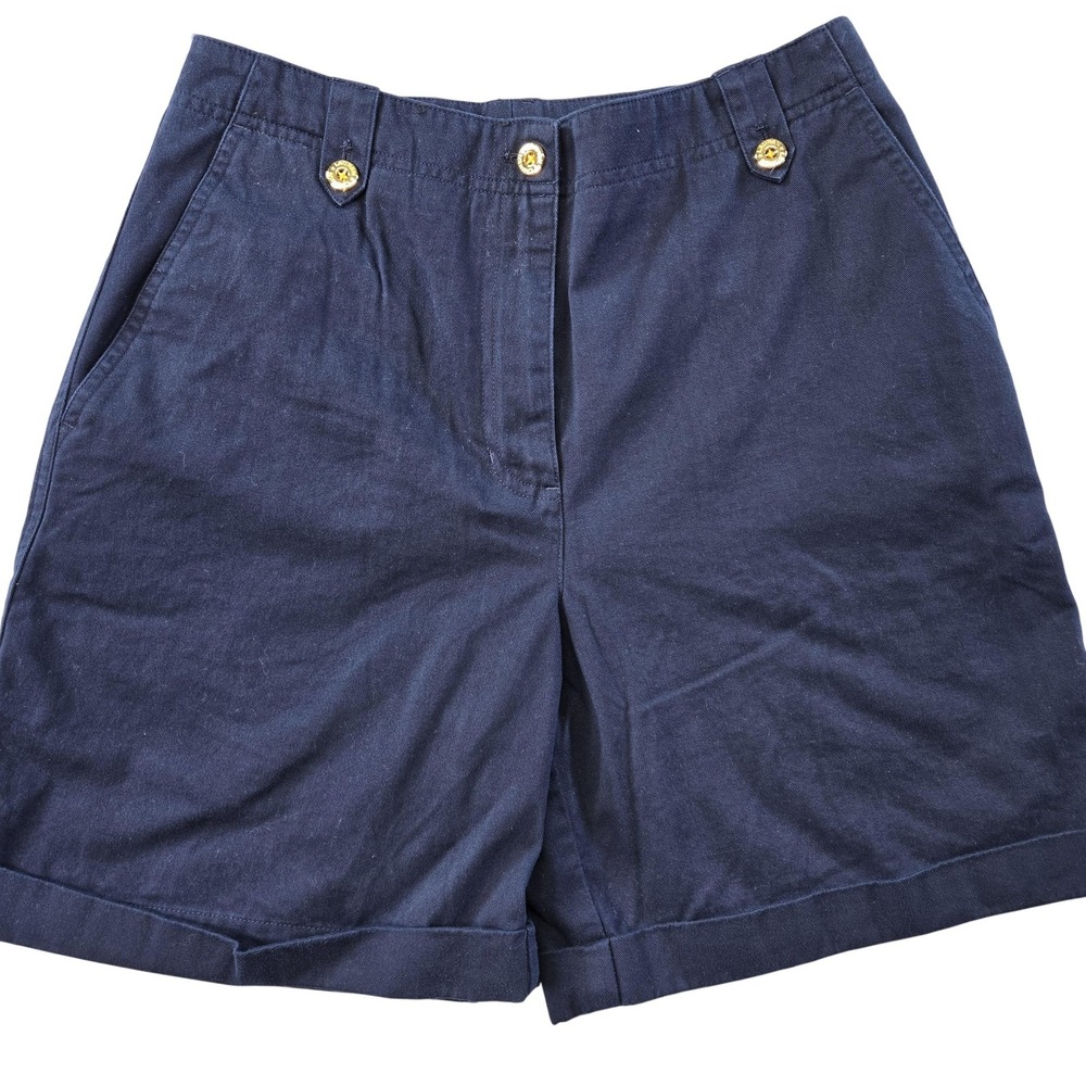 Lauren Ralph Lauren Shorts Womens 4 Blue Twill Chino Cuffed Pockets Casual